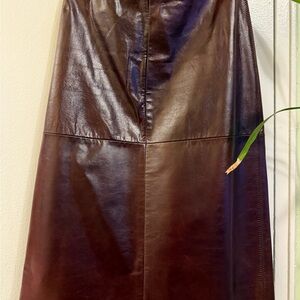 GAP Dark Brown Leather A-Line Skirt